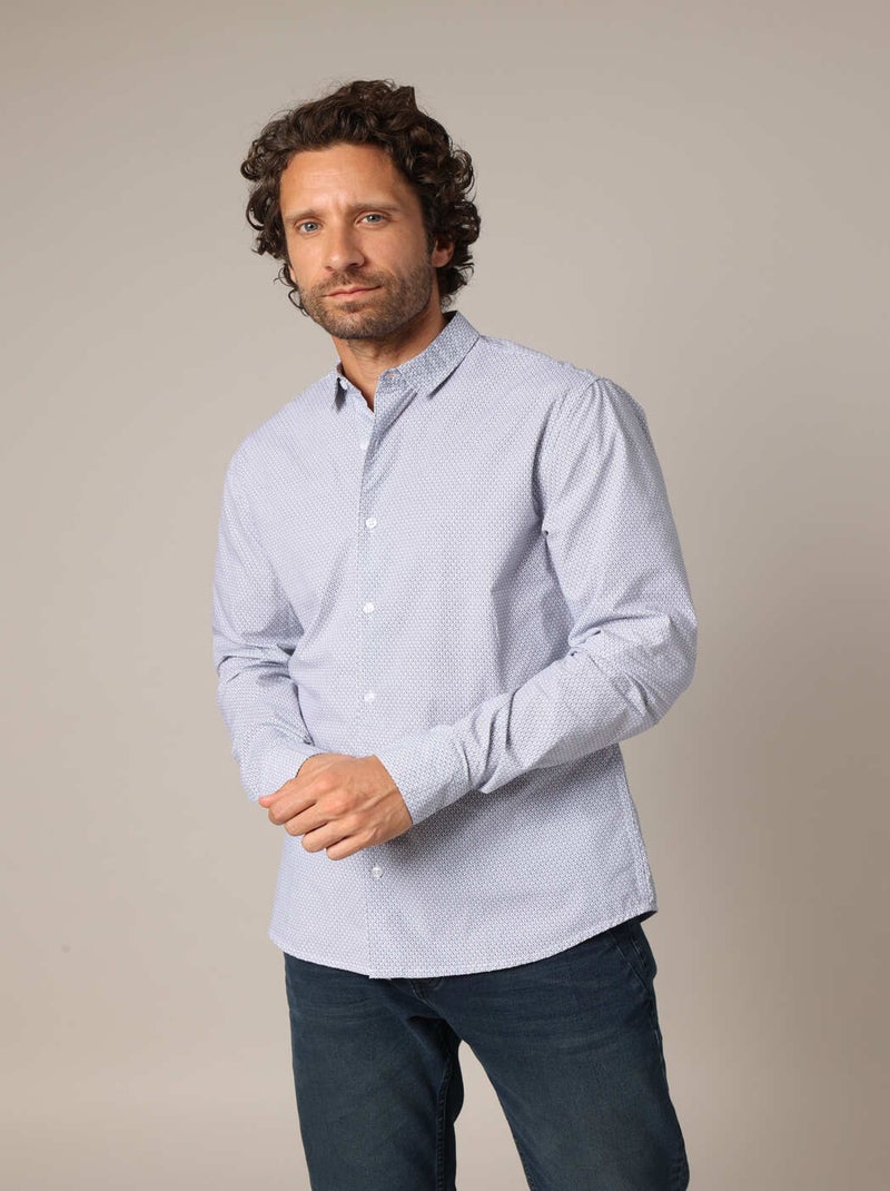 Chemiseen 100% coton avec imprimé géométrique régulier.
 'Deeluxe' Bleu - Kiabi