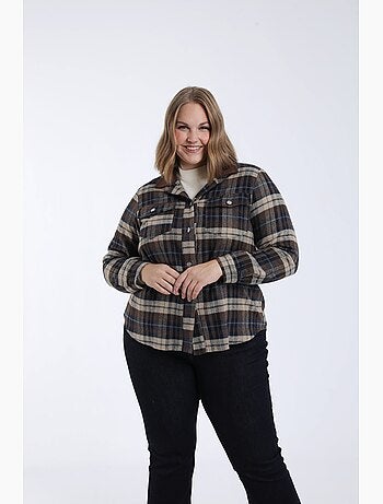 Chemiser à carreaux avec col velours PAPRIKA