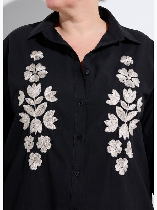 Chemiser boutonné avec broderies fleurs - AFIBEL - Kiabi