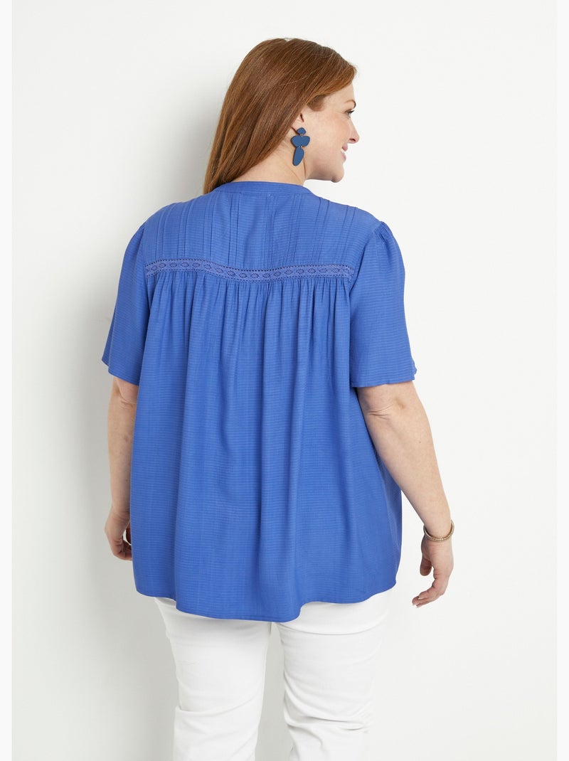 Chemiser boutonné uni ample - Afibel Bleu - Kiabi