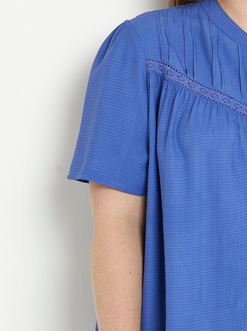 Chemiser boutonné uni ample - Afibel Bleu - Kiabi