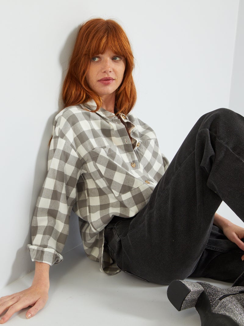 Chemises à carreaux en flanelle Gris/blanc - Kiabi