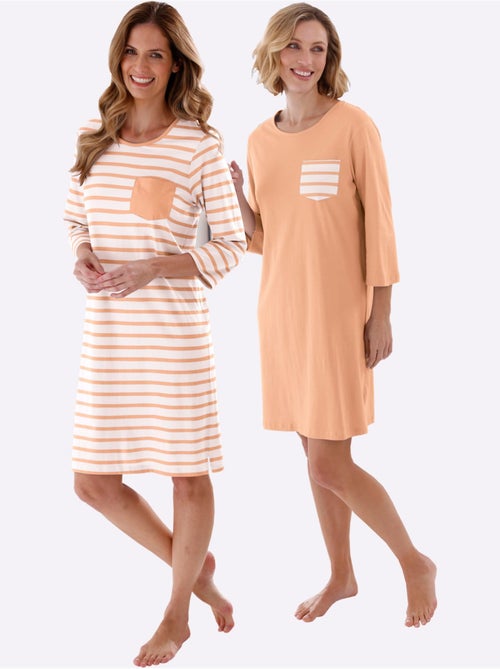 Chemises De Nuit Jersey Fin - Taille Standard - Witt - Lot de 2 - Kiabi