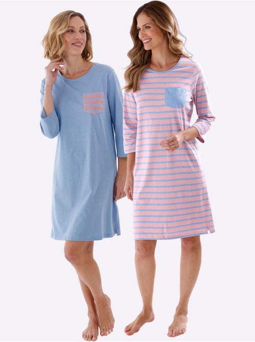 Chemises De Nuit Jersey Fin - Taille Standard - Witt - Lot de 2 - Kiabi