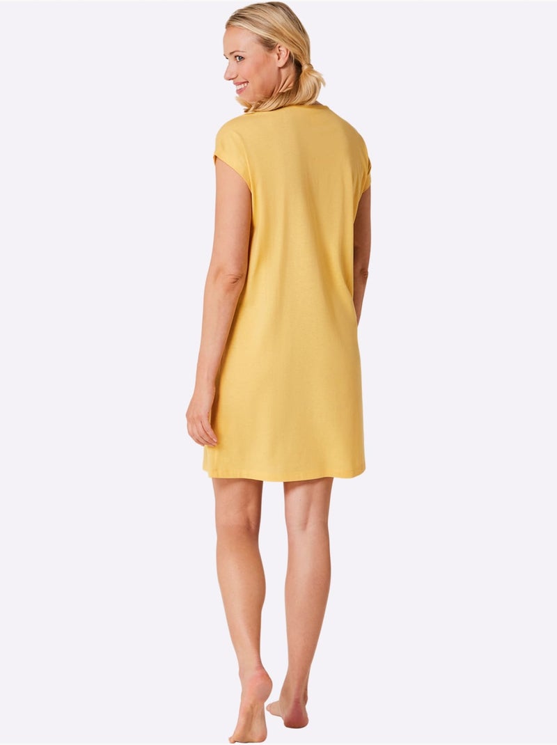 Chemises De Nuit Jersey Fin - Taille Standard - Witt - Lot de 2 Gris Jaune - Kiabi