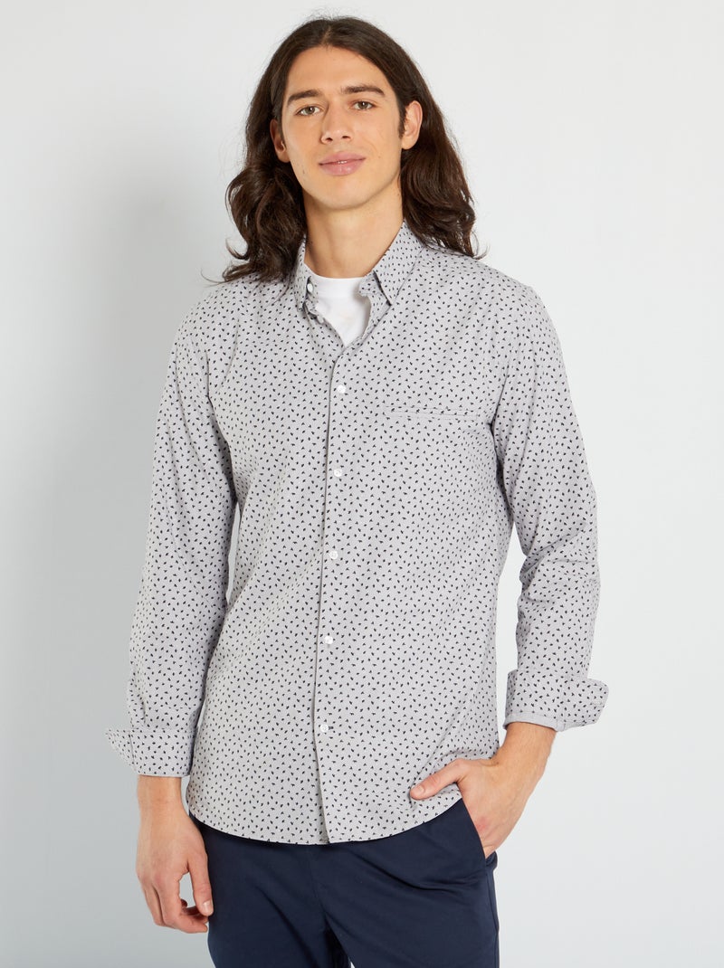 Chemises slim fit à motifs gris - Kiabi