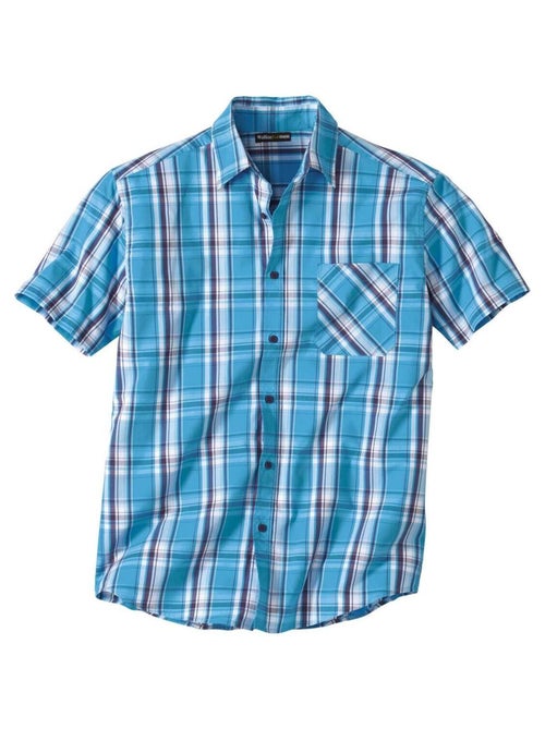 Chemisette à Carreaux Stretch Caraïbes   - ATLAS FOR MEN - Kiabi