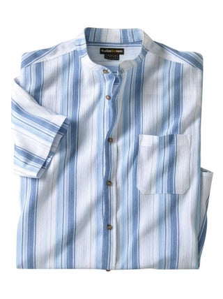Chemisette Col Mao Crépon Rayée   - ATLAS FOR MEN