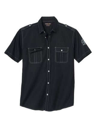 Chemisette Coupe Pilote Noire   - ATLAS FOR MEN