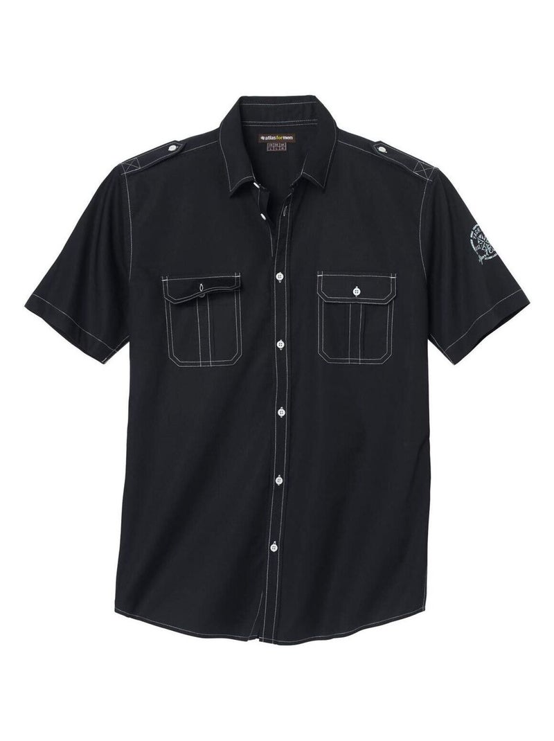 Chemisette Coupe Pilote Noire   - ATLAS FOR MEN Noir - Kiabi