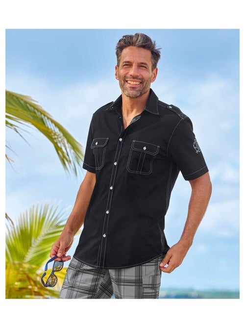 Chemisette Coupe Pilote Noire   - ATLAS FOR MEN - Kiabi