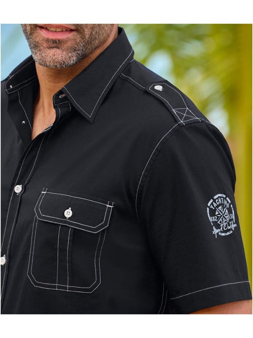 Chemisette Coupe Pilote Noire   - ATLAS FOR MEN - Kiabi