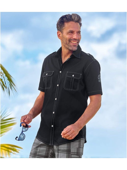 Chemisette Coupe Pilote Noire   - ATLAS FOR MEN - Kiabi