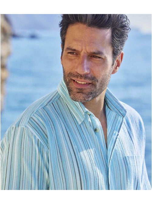 Chemisette Crépon Rayée Athena   - ATLAS FOR MEN - Kiabi