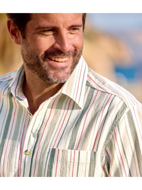 Chemisette en Crépon Rayée   - ATLAS FOR MEN - Kiabi