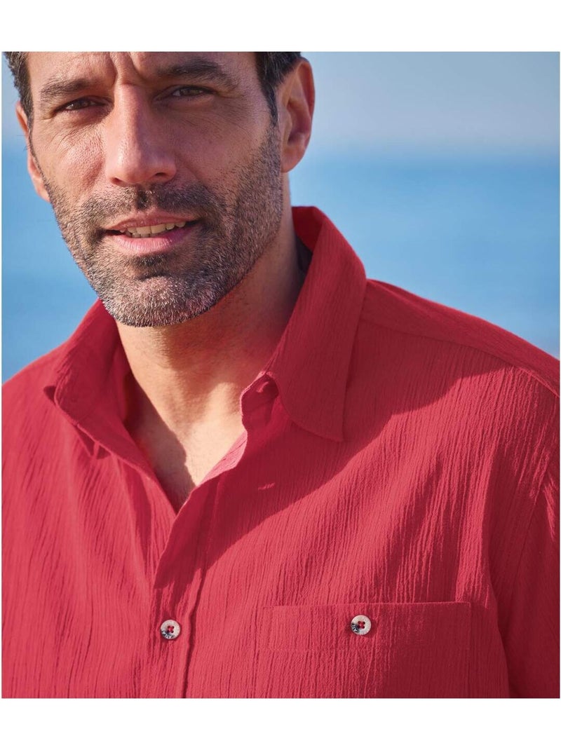 Chemisette en Crépon Sacramento   - ATLAS FOR MEN Rouge - Kiabi
