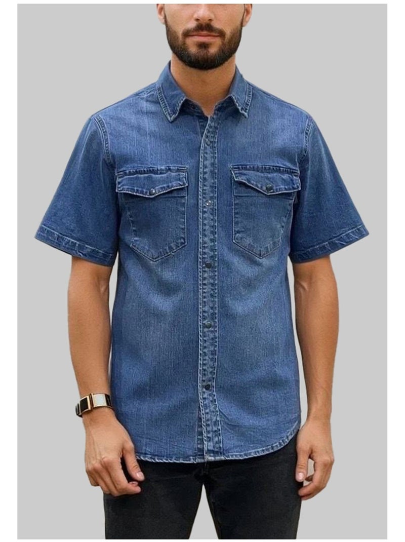 Chemisette en jeans Kebello Bleu - Kiabi