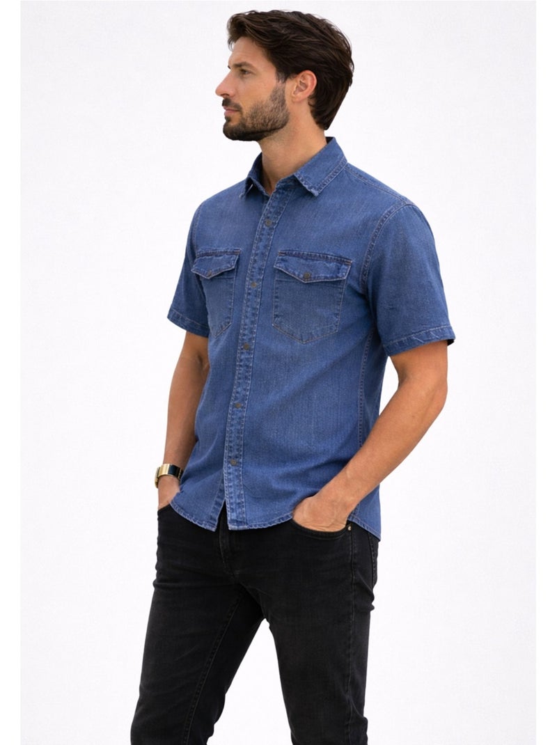 Chemisette en jeans Kebello Bleu - Kiabi