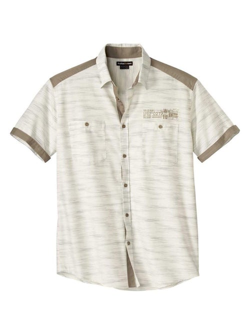 Chemisette en Popeline Flammée Désert   - ATLAS FOR MEN - Kiabi