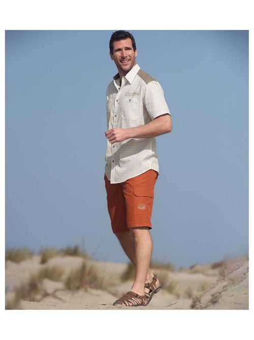 Chemisette en Popeline Flammée Désert   - ATLAS FOR MEN - Kiabi