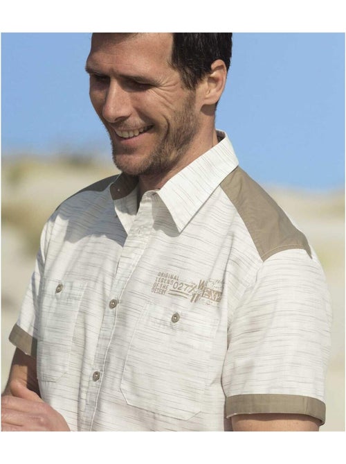 Chemisette en Popeline Flammée Désert   - ATLAS FOR MEN - Kiabi