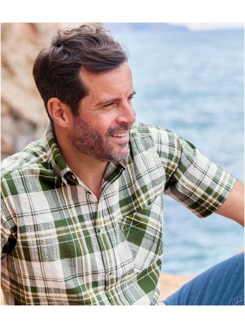 Chemisette Gaufrée à Carreaux Tenerife   - ATLAS FOR MEN - Kiabi