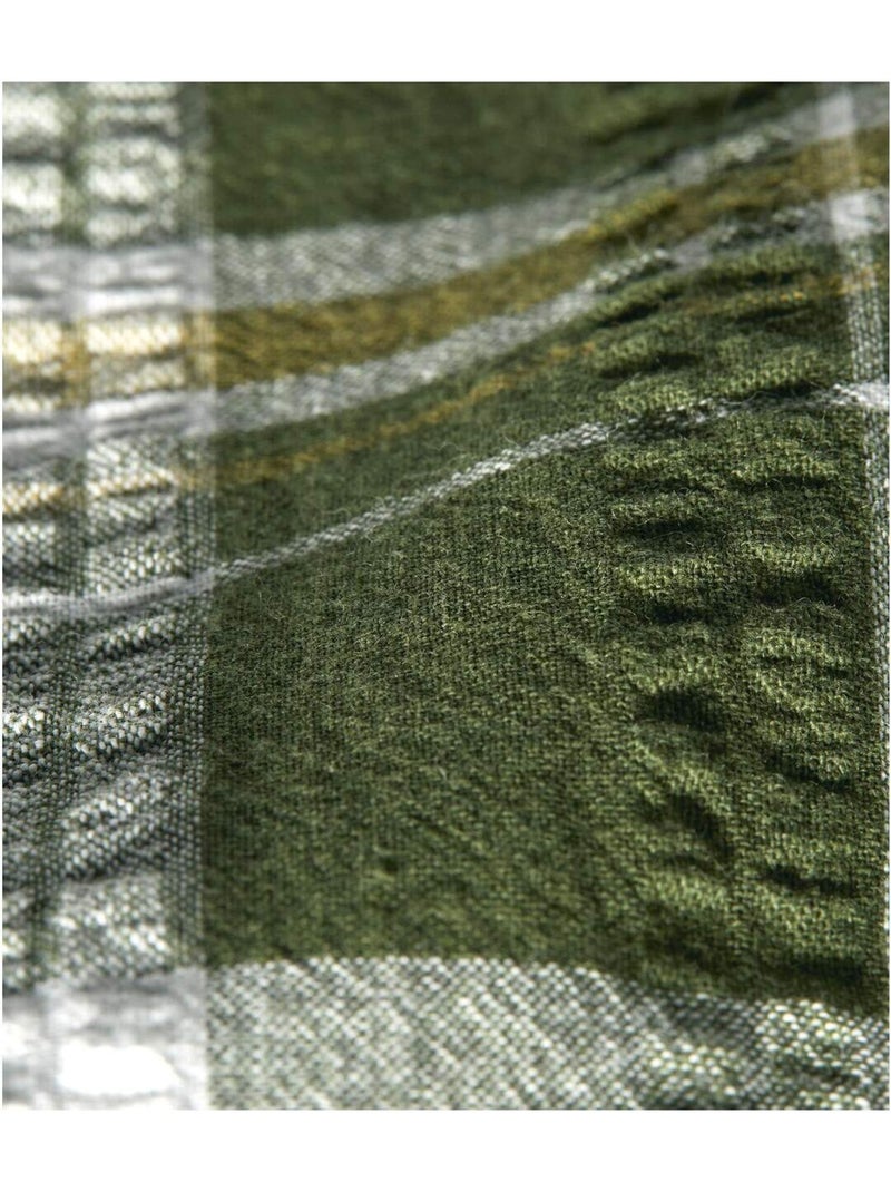 Chemisette Gaufrée à Carreaux Tenerife   - ATLAS FOR MEN Blanc Vert - Kiabi