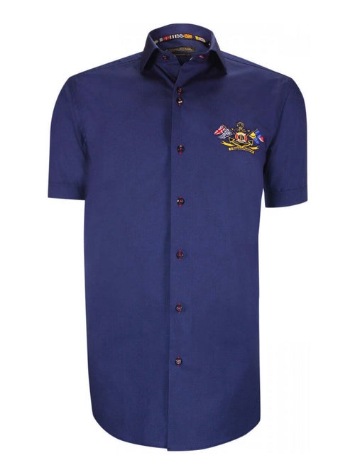 Chemisette homme brodée coupe cintrée EXCLUSIVO Emporio balzani Bleu , 40 - Kiabi