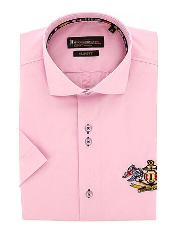 Chemisette homme brodée coupe cintrée EXCLUSIVO Emporio balzani Bleu , 40