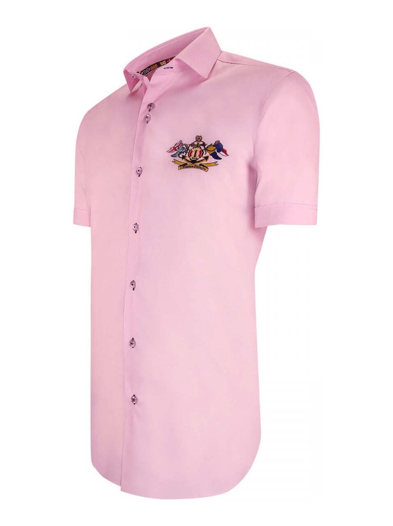 Chemisette homme brodée coupe cintrée EXCLUSIVO Emporio balzani Rose , 44 Rose - Kiabi