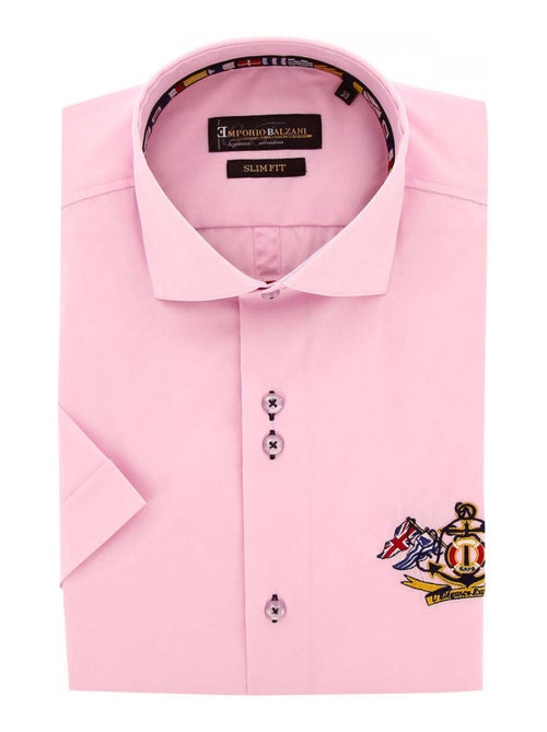 Chemisette homme brodée coupe cintrée EXCLUSIVO Emporio balzani Rose , 44 - Kiabi