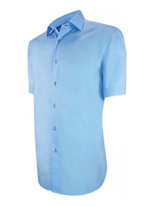 Chemisette homme classique coupe droite SHTRAIGHT Andrew Mac Allister Bleu indigo , 42 - Kiabi