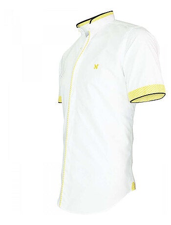 Chemisette homme col mao coupe cintrée LUXLEY Andrew Mac Allister Blanc , Rose , 41