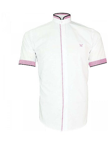 Chemisette homme col mao coupe cintrée LUXLEY Andrew Mac Allister Blanc , Rose , 41