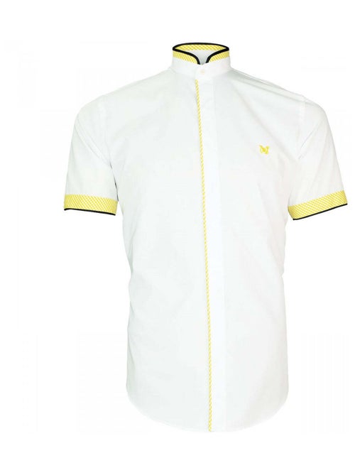 Chemisette homme col mao coupe cintrée LUXLEY Andrew Mac Allister Blanc , Jaune , 39 - Kiabi
