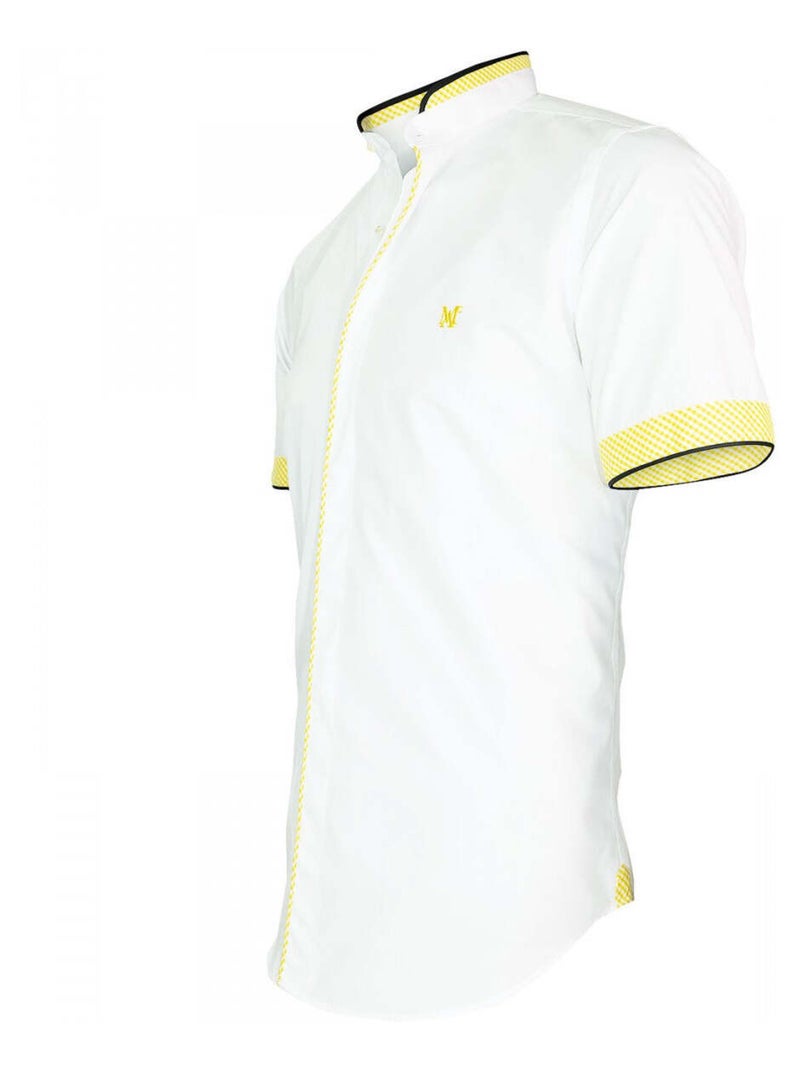 Chemisette homme col mao coupe cintrée LUXLEY Andrew Mac Allister Blanc , Jaune , 39 Blanc Jaune - Kiabi