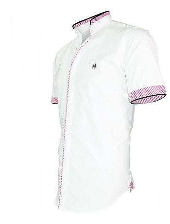 Chemisette homme col mao coupe cintrée LUXLEY Andrew Mac Allister Blanc , Rose , 41