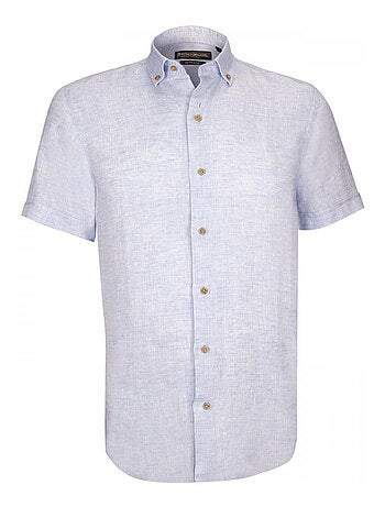 Chemisette homme en lin coupe cintrée SAN SIRO Emporio balzani Bleu , 45