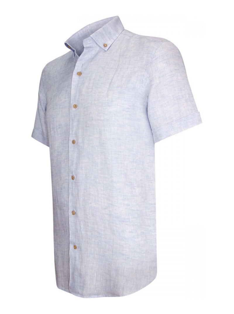 Chemisette homme en lin coupe cintrée SAN SIRO Emporio balzani Bleu , 45 Bleu - Kiabi