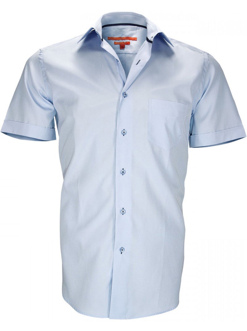 Chemisette homme en popeline coupe cintrée COASTGROVE Andrew Mac Allister Bleu ciel , 40 Bleu - Kiabi