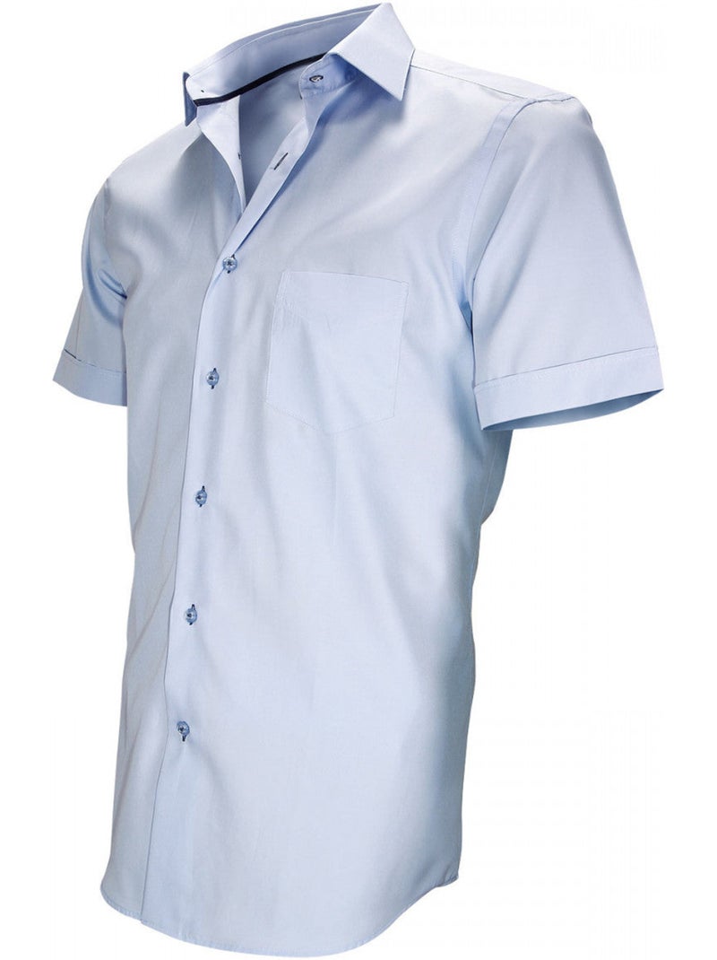 Chemisette homme en popeline coupe cintrée COASTGROVE Andrew Mac Allister Bleu ciel , 40 Bleu - Kiabi