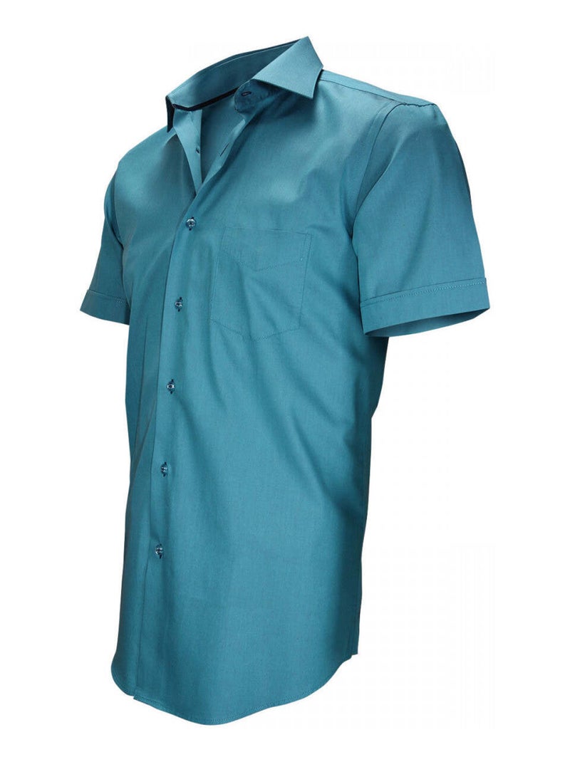 Chemisette homme en popeline coupe cintrée COASTGROVE Andrew Mac Allister Vert - Kiabi
