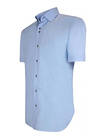 Chemisette homme lin classique coupe droite OLINA Emporio balzani Bleu , 42