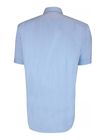 Chemisette homme lin classique coupe droite OLINA Emporio balzani Bleu , 42