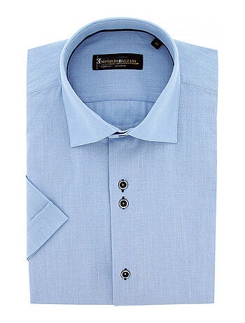 Chemisette homme lin classique coupe droite OLINA Emporio balzani Bleu , 42