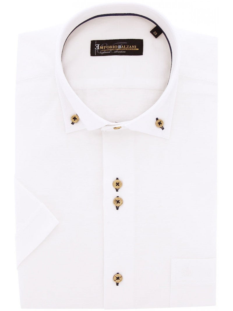 Chemisette homme lin classique coupe droite OLINO Emporio balzani Blanc - Kiabi