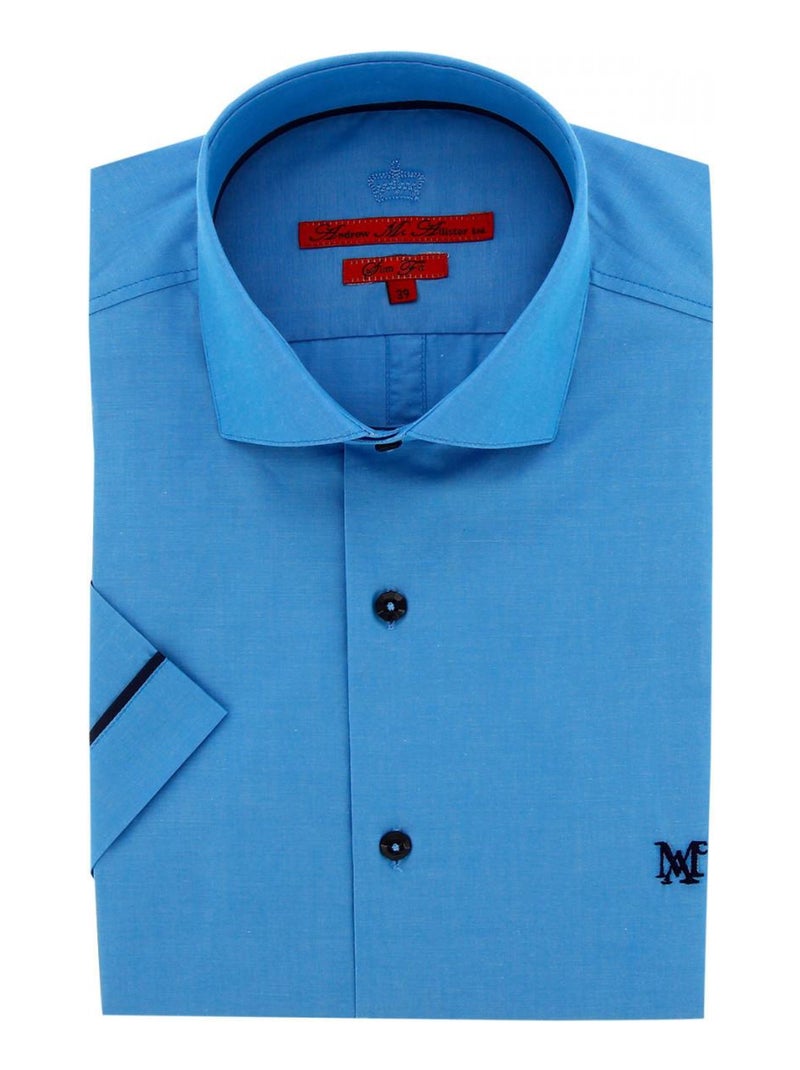 Chemisette homme mode coupe cintrée ISLAND Andrew Mac Allister Bleu , 44 Bleu - Kiabi