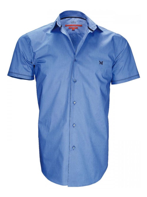 Chemisette homme mode coupe cintrée NEW PACIFIQUE Andrew Mac Allister Bleu indigo , 42 - Kiabi