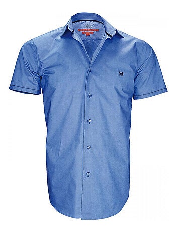 Chemisette homme mode coupe cintrée NEW PACIFIQUE Andrew Mac Allister Bleu , 38