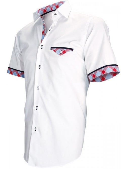 Chemisette homme mode coupe cintrée WIGHT Andrew Mac Allister Blanc , Bleu , Rouge , 40 - Kiabi Chemisette homme mode coupe cintrée WIGHT Andrew Mac Allister Blanc , Bleu , Rouge , 40 - Kiabi